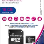 Mediarange Carte microSD 16 Go avec Adaptateur