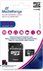Mediarange Carte microSD 16 Go avec Adaptateur